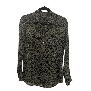 BR Long Sleeve Woven Leopard Print